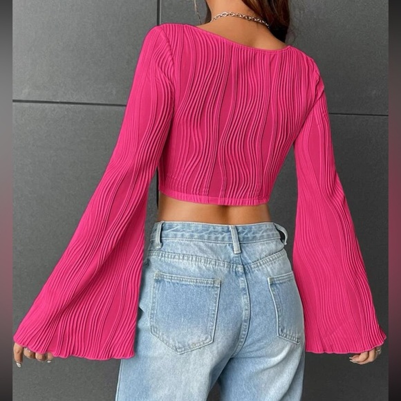 Boho square neck flounce sleeve crop top - Picture 6 of 15
